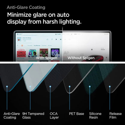 Προστατευτικό τζαμάκι Spigen GlastR EZ FIT Anti-Glare FC για την οθόνη πλοήγησης Tesla Y (2026 / 2025) / 3 (2026 / 2025 / 2024), Σκληρυμένο Γυαλί AGL07152