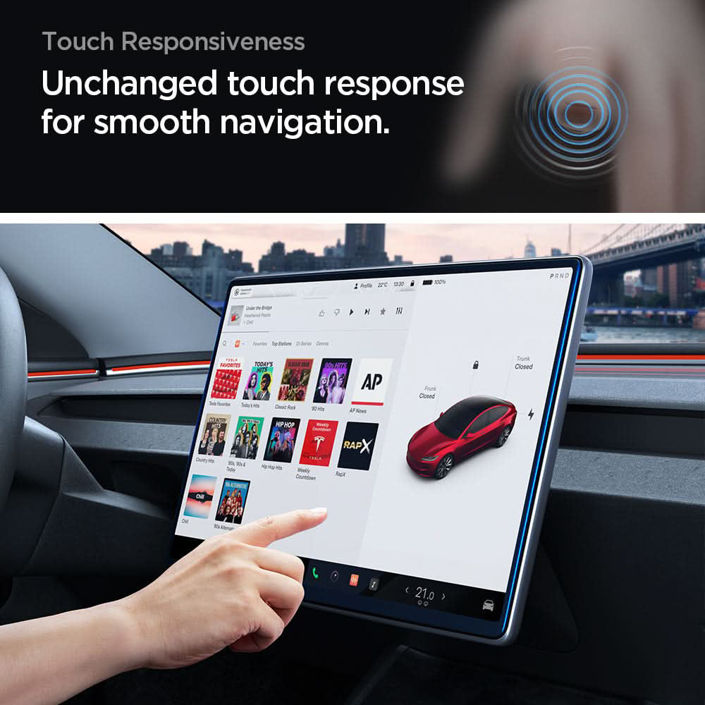 Προστατευτικό τζαμάκι Spigen GlastR EZ FIT Anti-Glare FC για την οθόνη πλοήγησης Tesla Y (2026 / 2025) / 3 (2026 / 2025 / 2024), Σκληρυμένο Γυαλί AGL07152