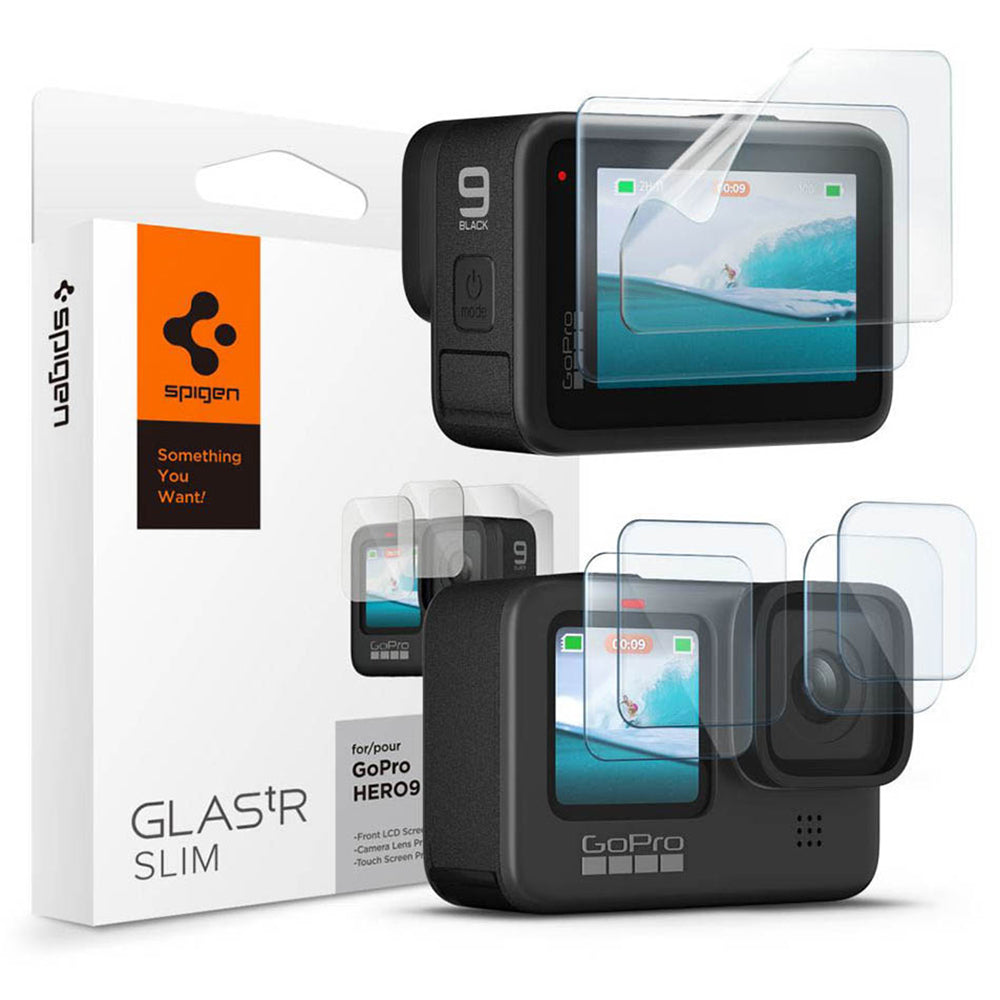 Προστατευτική Μεμβράνη Οθόνης και Φακού Spigen GlastR Slim για GoPro Hero 12 / 9 / 10 / 11, Ενισχυμένο Γυαλί, Σετ 6 τεμαχίων AGL03045