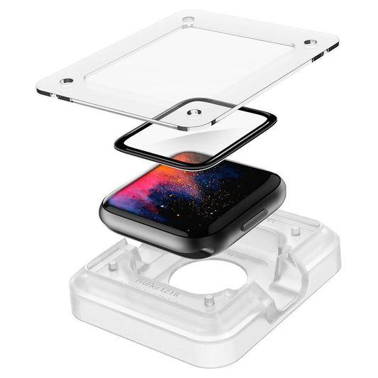 Προστατευτική Μεμβράνη Spigen ProFlex EZ FIT για Apple Watch 44mm Series, Σετ 2 τεμαχίων, Εύκαμπτο Γυαλί, Μαύρο