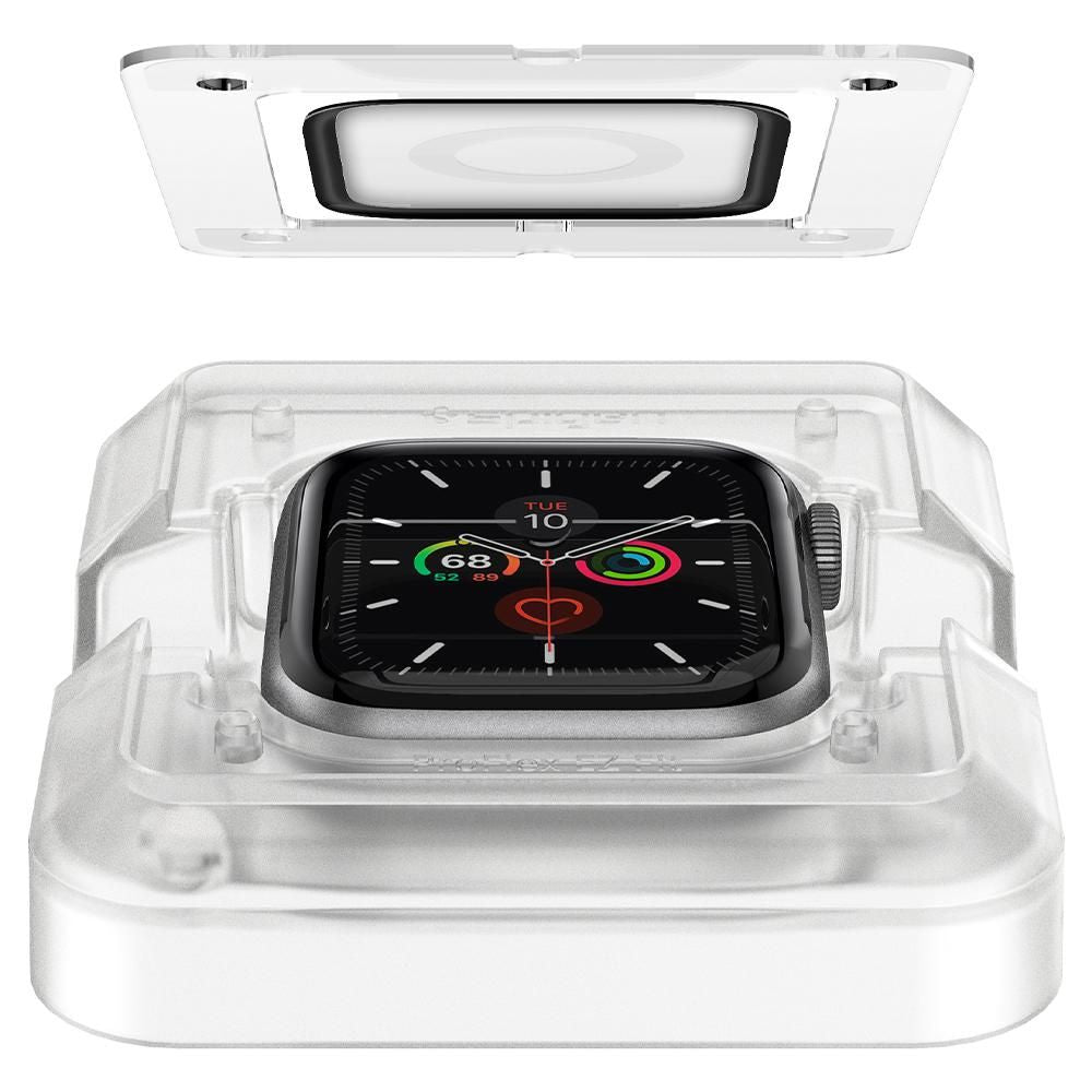 Προστατευτική Μεμβράνη Spigen ProFlex EZ FIT για Apple Watch 44mm Series, Σετ 2 τεμαχίων, Εύκαμπτο Γυαλί, Μαύρο