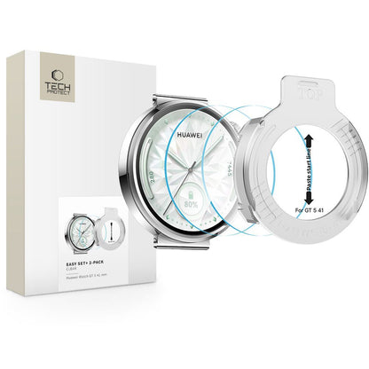 Προστατευτική Μεμβράνη Tech-Protect Easy Set+ για Huawei Watch GT 5 41mm, Σετ 2 τεμαχίων, Ενισχυμένο Γυαλί