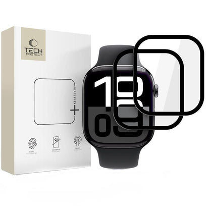 Προστατευτική Μεμβράνη Tech-Protect Flex+ για Apple Watch 46mm Series, Σετ 2 τεμαχίων, Εύκαμπτο Γυαλί, Μαύρη