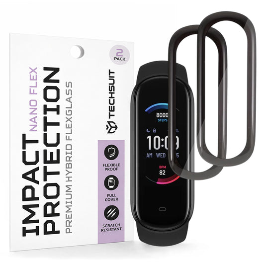Προστατευτική Μεμβράνη Techsuit Nano Flex για Amazfit Band 5, Σετ 2 τεμαχίων, Πλαστική, Μαύρη