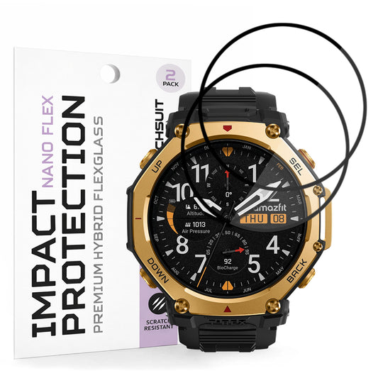 Προστατευτική Μεμβράνη Techsuit Nano Flex για Amazfit T-Rex 3 Pro 48mm, Σετ 2 τεμαχίων, Πλαστική, Μαύρη