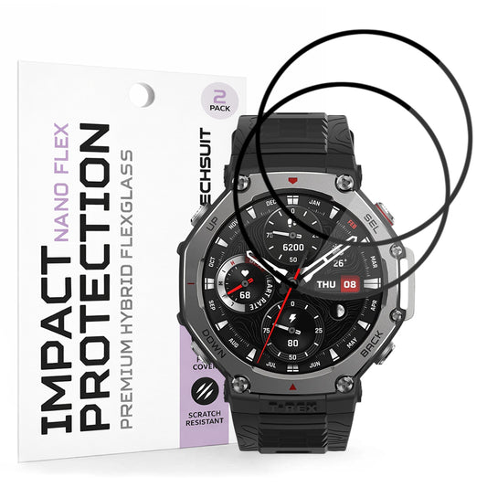 Προστατευτική Μεμβράνη Techsuit Nano Flex για Amazfit T-Rex 3, Σετ 2 τεμαχίων, Πλαστική, Μαύρη