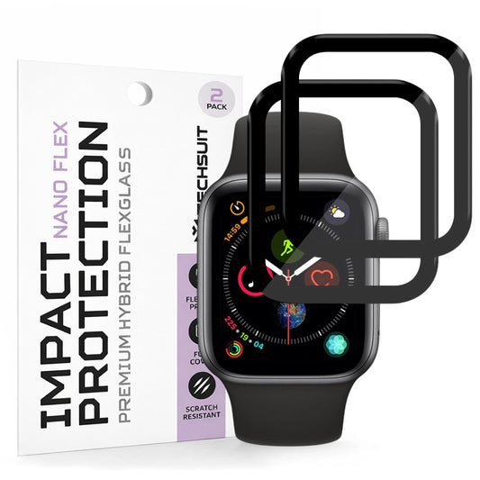 Προστατευτική Μεμβράνη Techsuit Nano Flex για Apple Watch 40mm Series, Σετ 2 τεμαχίων, Πλαστική, Μαύρη