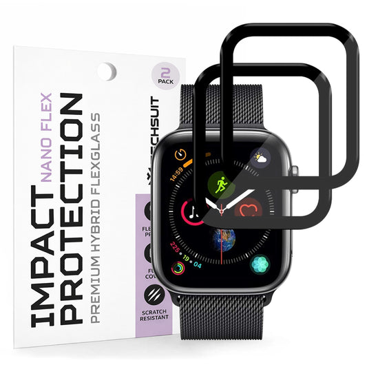Προστατευτική Μεμβράνη Techsuit Nano Flex για Apple Watch 44mm Series, Σετ 2 τεμαχίων, Πλαστική, Μαύρη