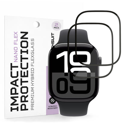 Προστατευτική Μεμβράνη Techsuit Nano Flex για Apple Watch Series 10 / 11 46mm, Σετ 2 τεμαχίων, Πλαστική, Μαύρη