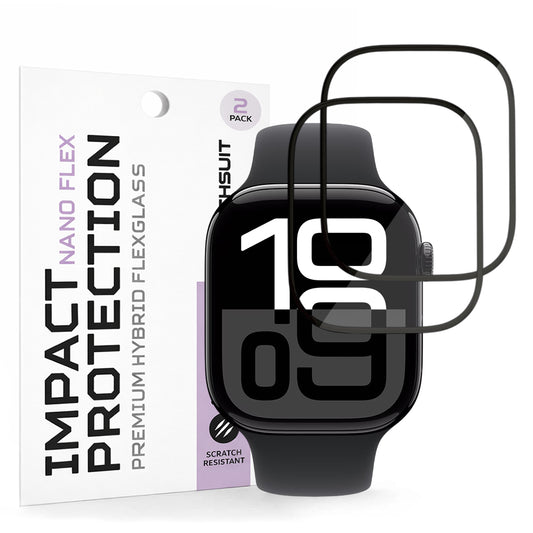 Προστατευτική Μεμβράνη Techsuit Nano Flex για Apple Watch Series 10 / 11 46mm, Σετ 2 τεμαχίων, Πλαστική, Μαύρη