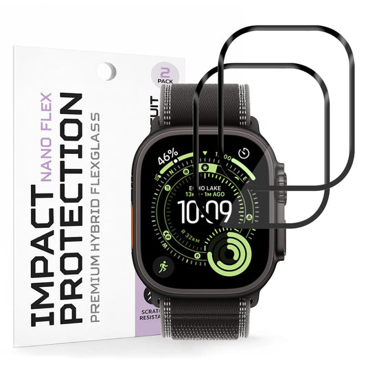 Προστατευτική Μεμβράνη Techsuit Nano Flex για Apple Watch Ultra Series, Σετ 2 τεμαχίων, Πλαστική, Μαύρη