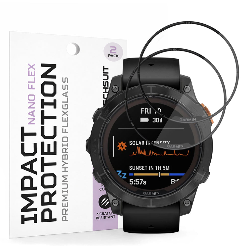 Προστατευτική Μεμβράνη Techsuit Nano Flex για Garmin Fenix 7 Pro Solar, Σετ 2 τεμαχίων, Πλαστική, Μαύρη
