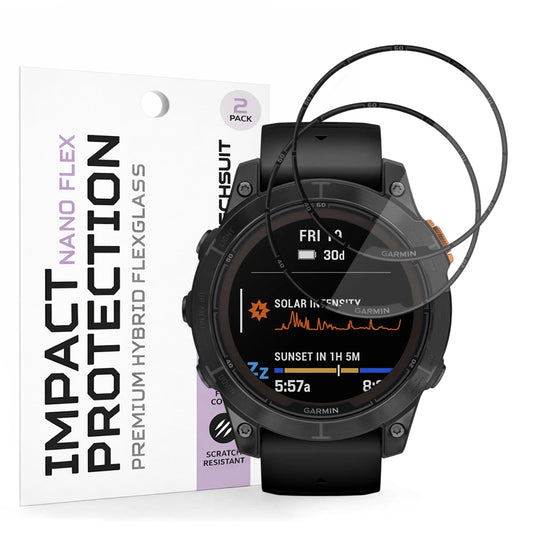 Προστατευτική Μεμβράνη Techsuit Nano Flex για Garmin Fenix 7 Pro Solar, Σετ 2 τεμαχίων, Πλαστική, Μαύρη