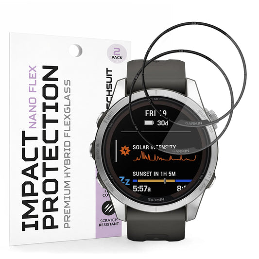 Προστατευτική Μεμβράνη Techsuit Nano Flex για Garmin Fenix 7S Pro Solar, Σετ 2 τεμαχίων, Πλαστική, Μαύρη