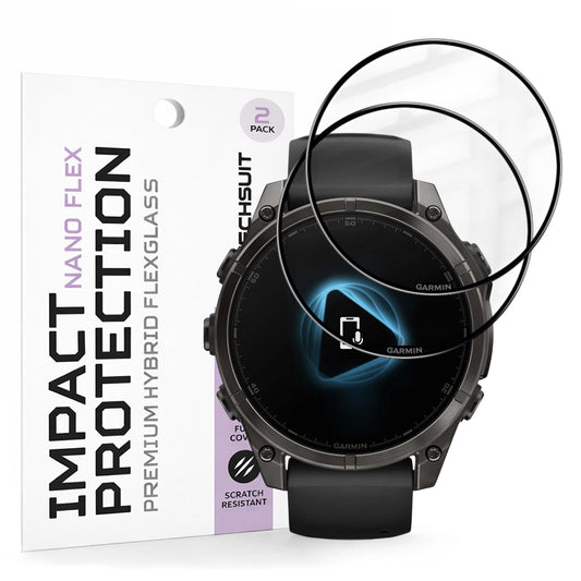 Προστατευτική Μεμβράνη Techsuit Nano Flex για Garmin Fenix 8 Pro 47mm / 8 47mm, Σετ 2 τεμαχίων, Πλαστική, Μαύρη