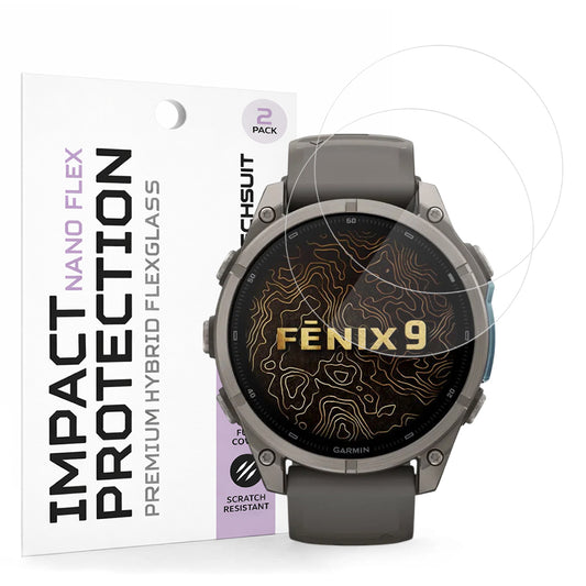 Φιλμ Προστασίας Techsuit Nano Flex για Garmin Fenix 9 Pro 47mm / Fenix 9 47mm, Σετ 2 τεμαχίων, Πλαστικό, Μαύρο