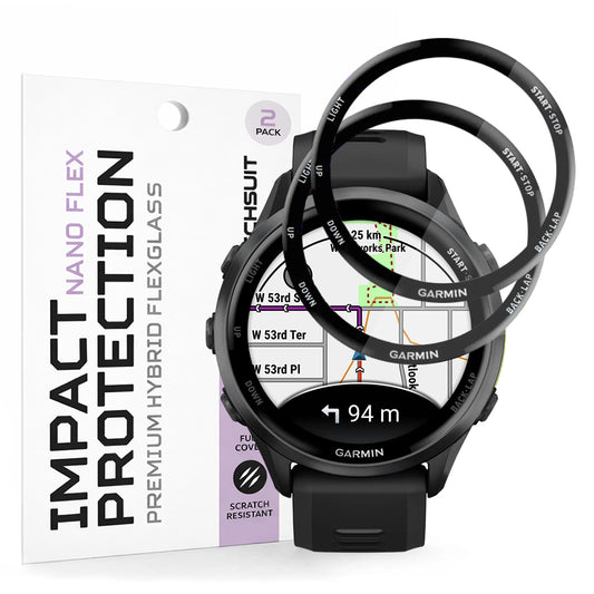 Προστατευτική Μεμβράνη Techsuit Nano Flex για Garmin Forerunner 570 47mm / 970, Σετ 2 τεμαχίων, Πλαστική, Μαύρη
