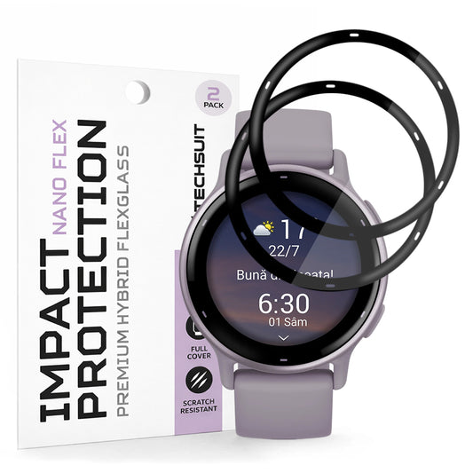 Προστατευτική Μεμβράνη Techsuit Nano Flex για Garmin Vivoactive 5, Σετ 2 τεμαχίων, Πλαστική, Μαύρη