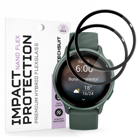 Προστατευτική Μεμβράνη Techsuit Nano Flex για Garmin vivoactive 6, Σετ 2 τεμαχίων, Πλαστική, Μαύρη