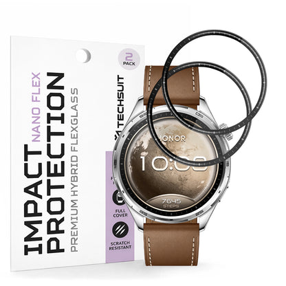 Προστατευτική Μεμβράνη Techsuit Nano Flex για το Honor Watch 6, Πλαστικό, Σετ 2 τεμαχίων, Μαύρο