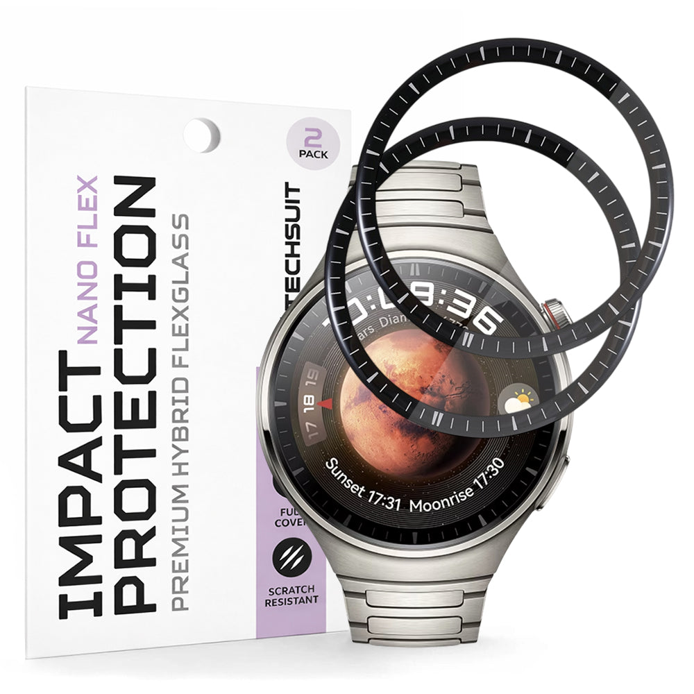 Προστατευτική Μεμβράνη Techsuit Nano Flex για Huawei Watch 4 Pro, Σετ 2 τεμαχίων, Πλαστική, Μαύρη