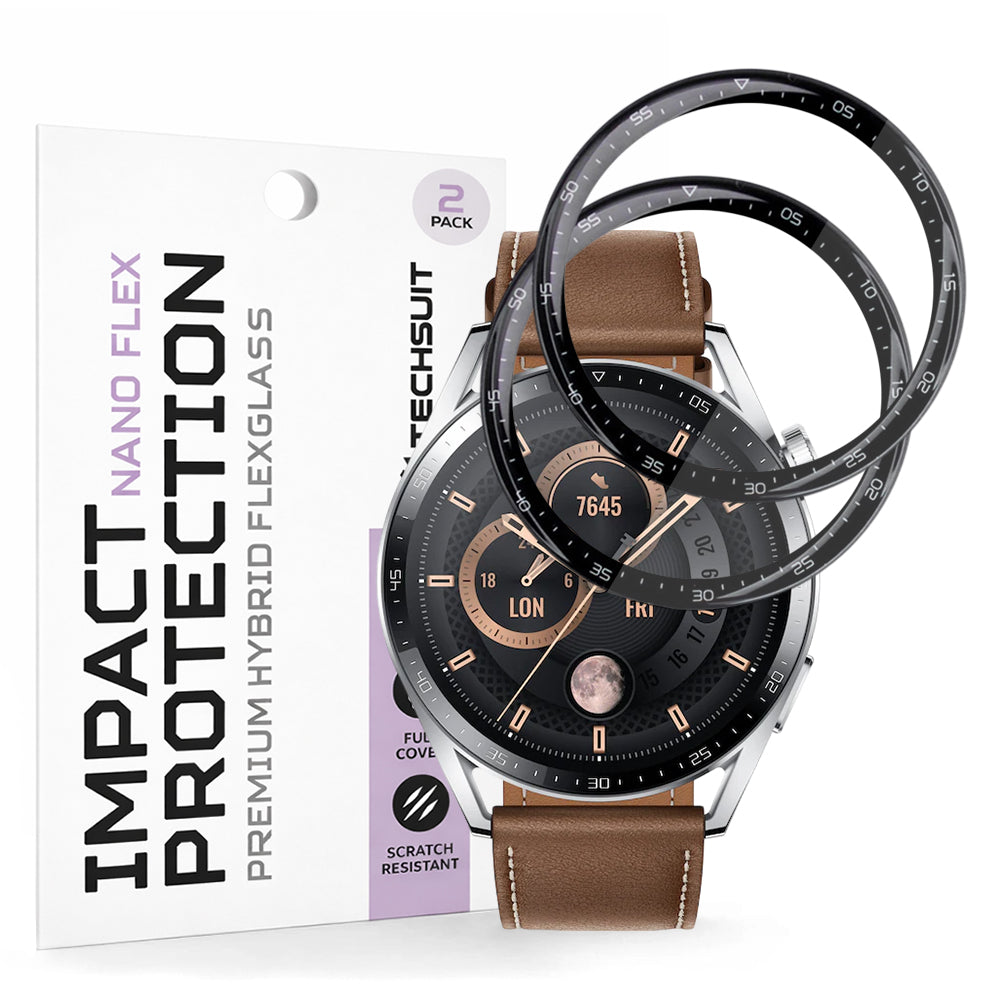 Προστατευτική Μεμβράνη Techsuit Nano Flex για Huawei Watch GT 3 46mm, Σετ 2 τεμαχίων, Πλαστική, Μαύρη