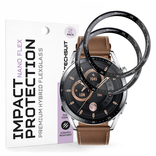 Προστατευτική Μεμβράνη Techsuit Nano Flex για Huawei Watch GT 3 46mm, Σετ 2 τεμαχίων, Πλαστική, Μαύρη