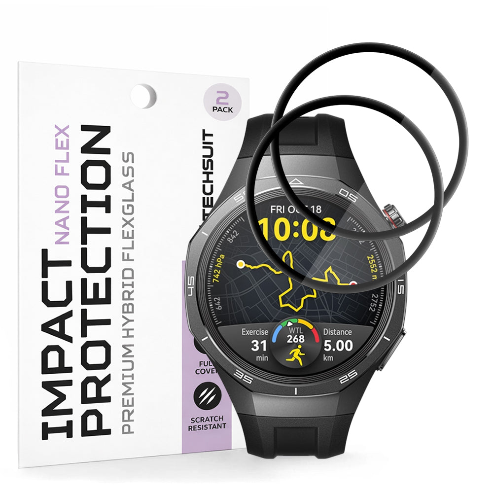 Προστατευτική Μεμβράνη Techsuit Nano Flex για Huawei Watch GT 5 Pro 46mm, Σετ 2 τεμαχίων, Πλαστική, Μαύρη