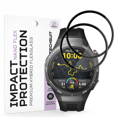 Προστατευτική Μεμβράνη Techsuit Nano Flex για Huawei Watch GT 5 Pro 46mm, Σετ 2 τεμαχίων, Πλαστική, Μαύρη