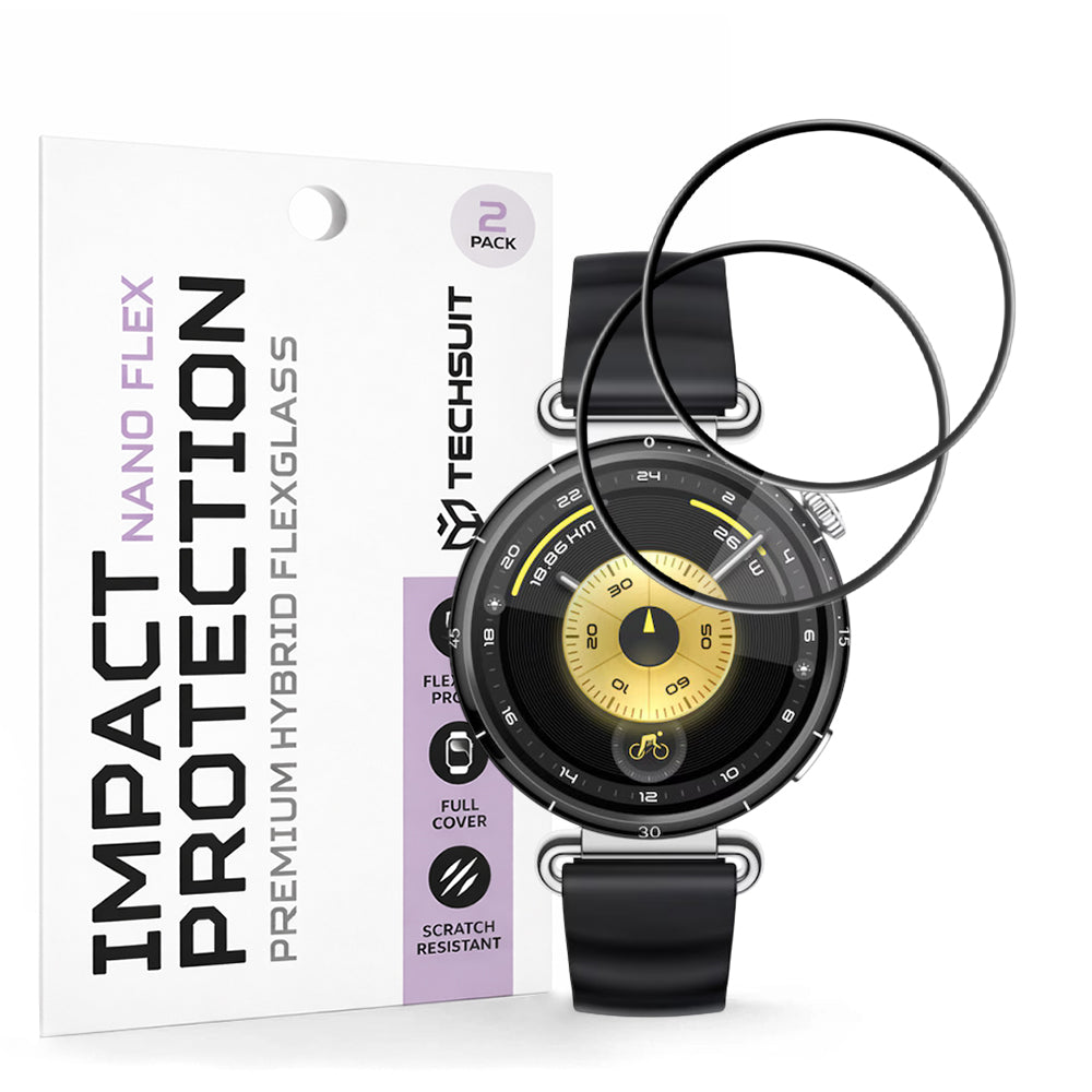 Προστατευτική Μεμβράνη Techsuit Nano Flex για Huawei Watch GT 6 41mm, Σετ 2 τεμαχίων, Πλαστική, Μαύρη