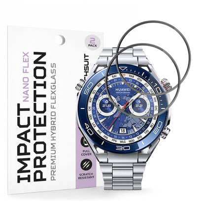 Προστατευτική Μεμβράνη Techsuit Nano Flex για Huawei Watch Ultimate 2 / Ultimate, Σετ 2 τεμαχίων, Πλαστική, Μαύρη