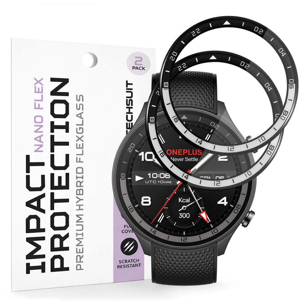 Προστατευτική Μεμβράνη Techsuit Nano Flex για OnePlus Watch 2R, Σετ 2 τεμαχίων, Πλαστική, Μαύρη