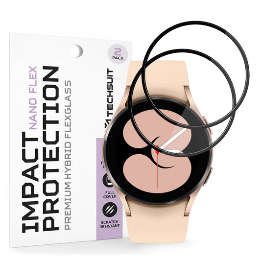 Προστατευτική Μεμβράνη Techsuit Nano Flex για Samsung Galaxy Watch4 40mm, Σετ 2 τεμαχίων, Πλαστική, Μαύρη