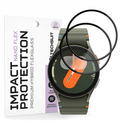 Προστατευτική Μεμβράνη Techsuit Nano Flex για Samsung Galaxy Watch7 40mm, Σετ 2 τεμαχίων, Πλαστική, Μαύρη