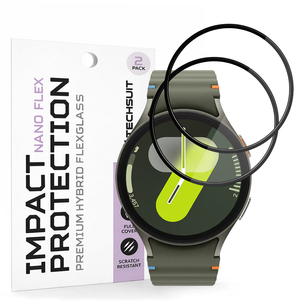 Προστατευτική Μεμβράνη Techsuit Nano Flex για Samsung Galaxy Watch7 44mm, Σετ 2 τεμαχίων, Πλαστική, Μαύρη