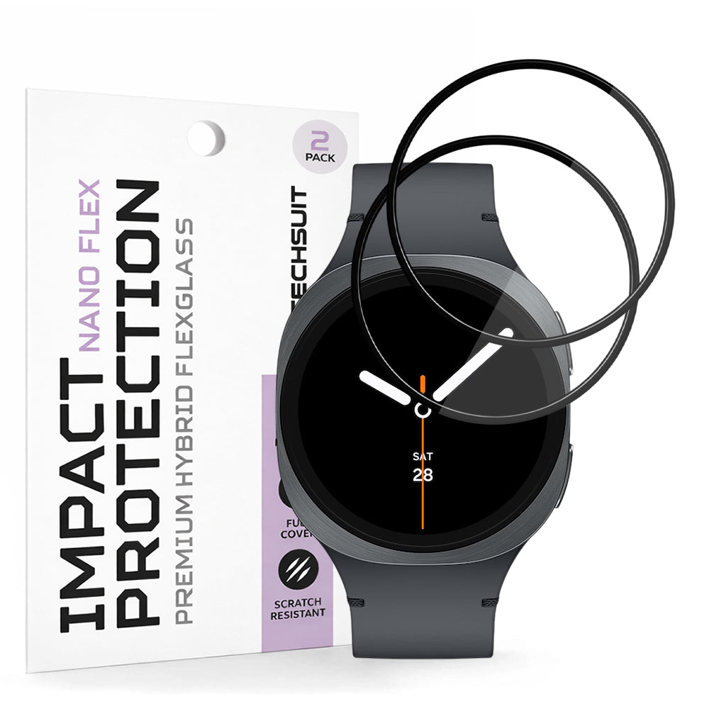 Προστατευτική Μεμβράνη Techsuit Nano Flex για Samsung Galaxy Watch8 40mm, Σετ 2 τεμαχίων, Πλαστική, Μαύρη