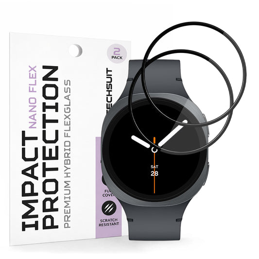 Προστατευτική Μεμβράνη Techsuit Nano Flex για Samsung Galaxy Watch8 40mm, Σετ 2 τεμαχίων, Πλαστική, Μαύρη