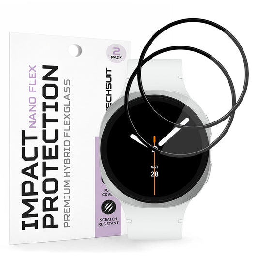 Προστατευτική Μεμβράνη Techsuit Nano Flex για Samsung Galaxy Watch8 44mm, Σετ 2 τεμαχίων, Πλαστική, Μαύρη