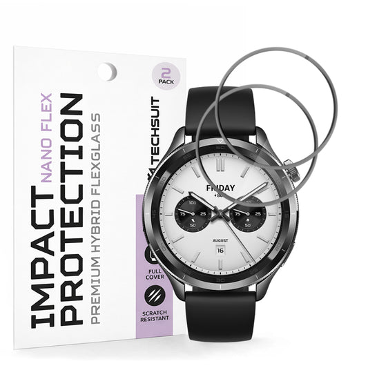 Προστατευτική Μεμβράνη Techsuit Nano Flex για Xiaomi Watch S4, Σετ 2 τεμαχίων, Πλαστική, Μαύρη