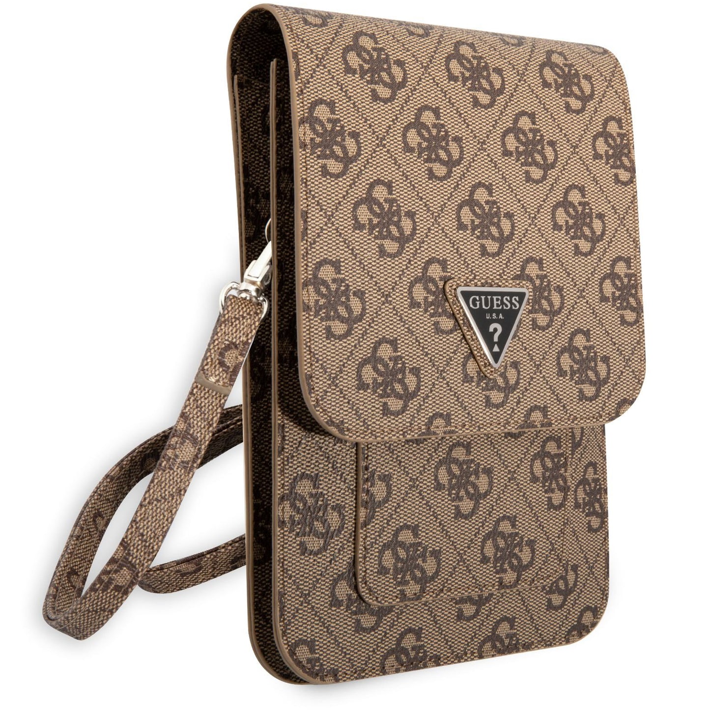 Τσάντα Οικουμενική για Τηλέφωνο, Guess, 4G Triangle Logo, Καφέ