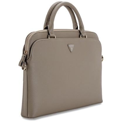 Guess Grained Triangle Logo Bag for 15inch Laptop, Beige