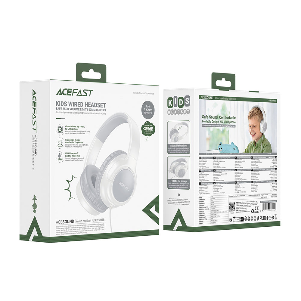 Handsfree 3.5mm Acefast H18 Παιδιά, Γκρι