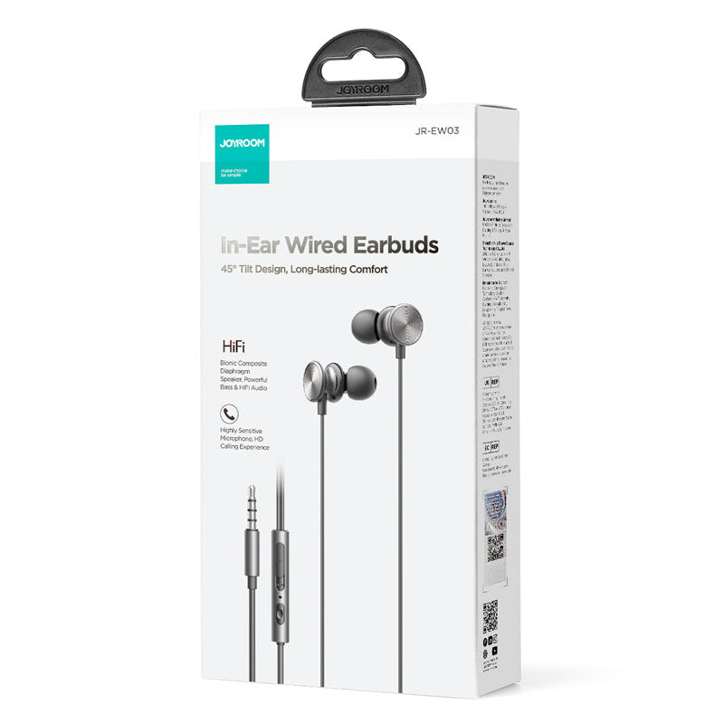 Handsfree 3.5mm Joyroom JR-EW03, Γκρι