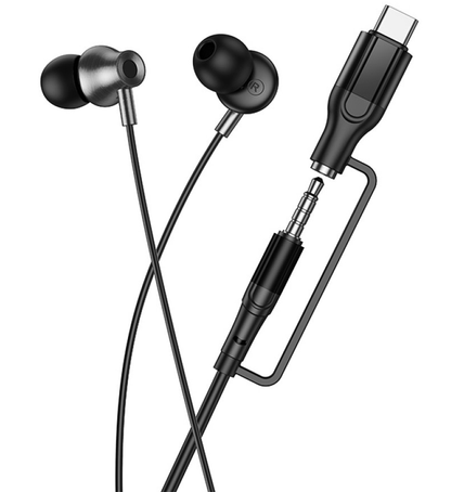 Ακουστικά Handsfree 3.5mm / USB-C HOCO M119A, Μαύρο