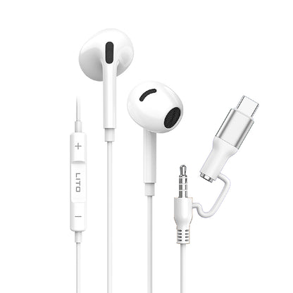 Handsfree 3.5mm / USB-C Lito LF03, White