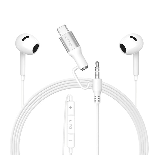 Handsfree 3.5mm / USB-C Lito LF03, Λευκό