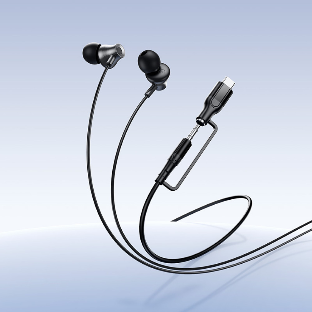 Ακουστικά Handsfree 3.5mm / USB-C HOCO M119A, Μαύρο