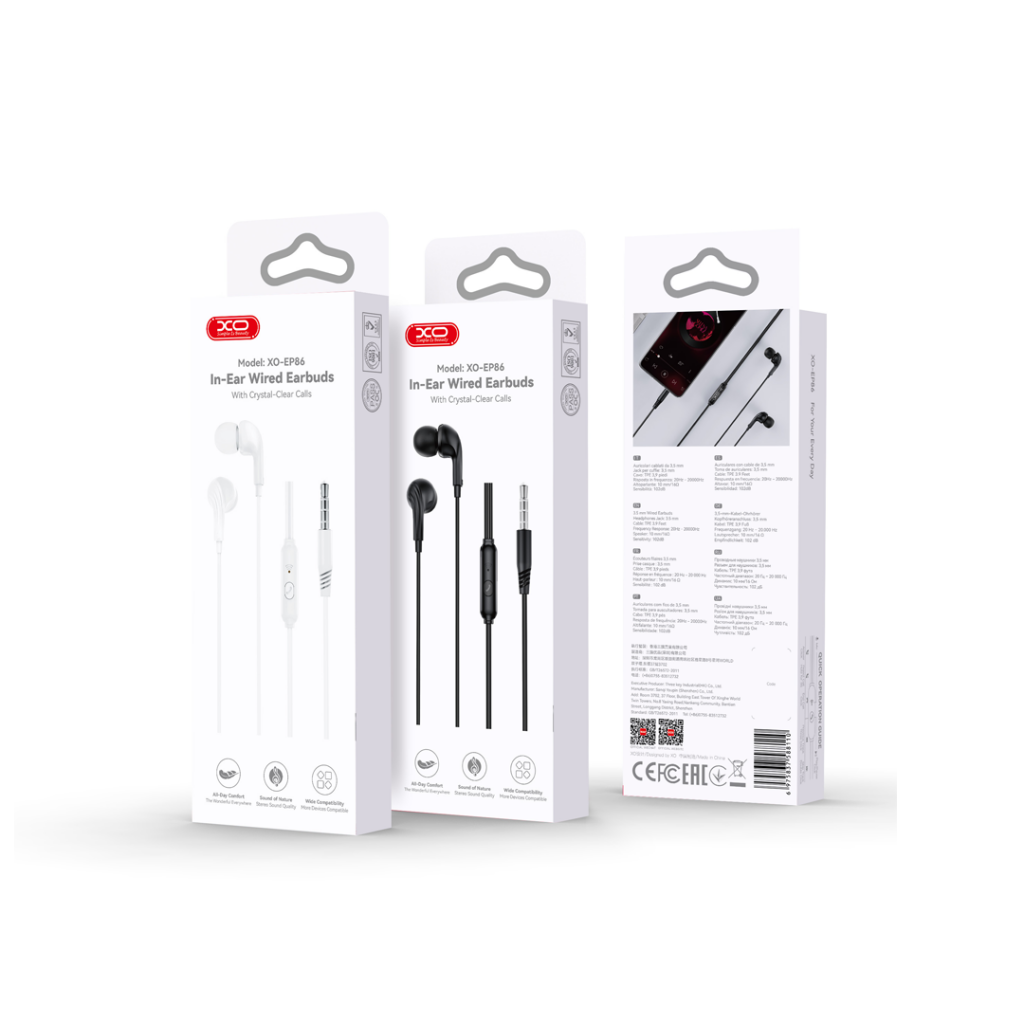 Handsfree 3.5mm XO Design EP86, Μαύρο
