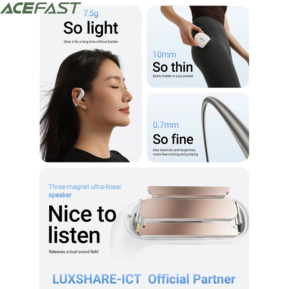 Handsfree Bluetooth Acefast FA002, TWS, Λευκό