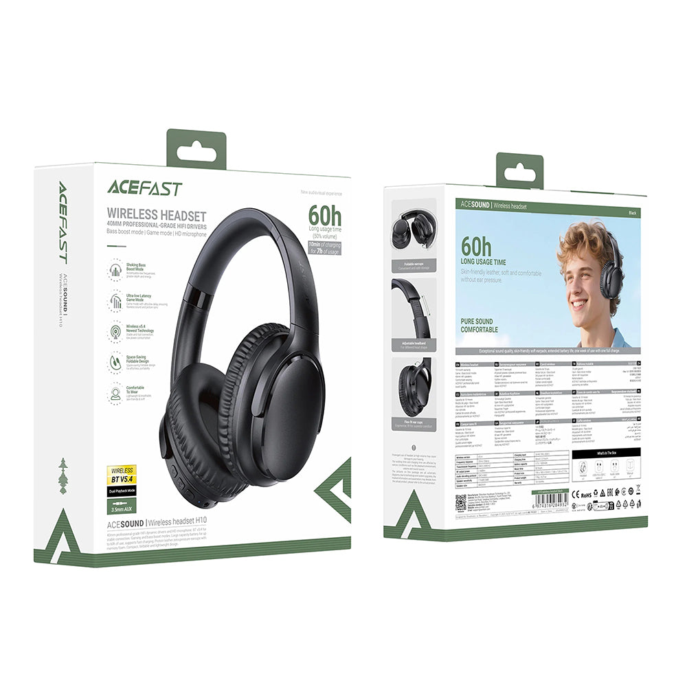 Handsfree Bluetooth Acefast H10, A2DP, Μαύρο